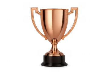 Shining bronze trophy cup on transparent background representing victory and achievement
