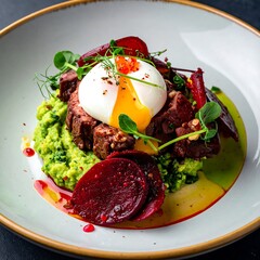 Elevated protein dish with vibrant vegetables