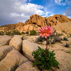 Desert flower amidst rocks
