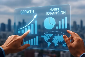Market expansion and growth strategy business analysis using digital technology interface for success