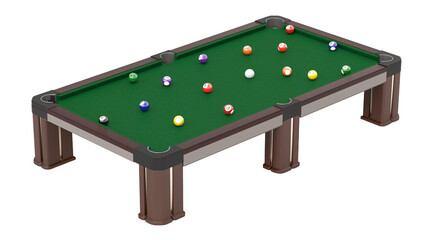 Billiards table isolated on transparent background. 3D illustration