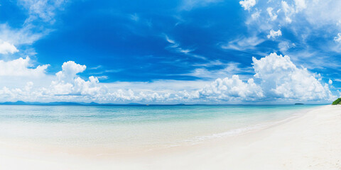 Fototapeta premium Crystal clear waters at a serene white sand beach Generative AI