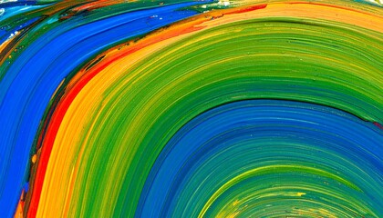 Vibrant concentric circular brushstrokes create a dynamic abstract art piece with a rich spectrum of colors.