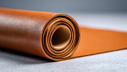 Rolled Brown Leather Material Close Up texture