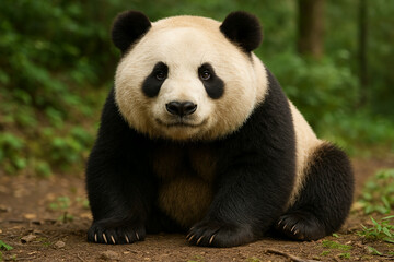 Beautiful giant panda in the forest, AI Generation
