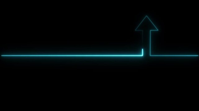 blue Glowing Neon arow Home Icon Animation &ndash; House Symbol Sign Seamless  on Black Background, 4k video 