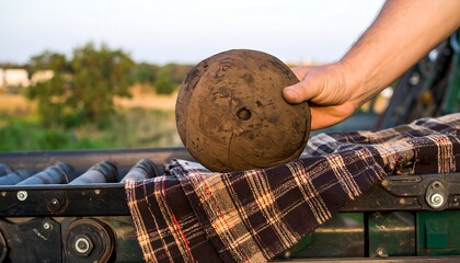 Farmer holding dirty root vegetable