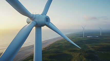 Turbines in a field. Video of a wind turbine with realistic wind data. Business processing data on sustainable energy and wind dynamics. Turbines harnessing wind in lifestyle an open area.