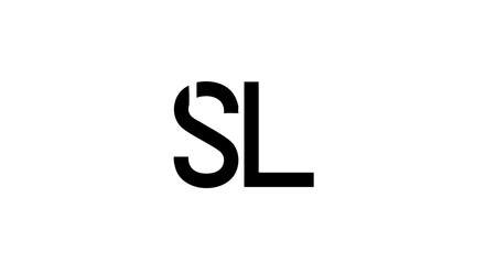 Bold black SL initial logo with a modern stencil cut on the letter S creating a unique and minimalist monogram design.
