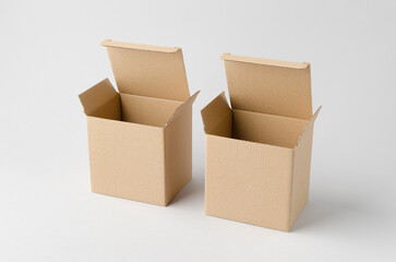 Kraft cardboard packaging box mockup on neutral background
