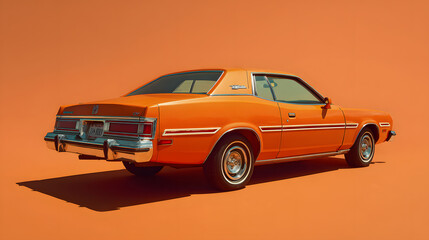 Obraz premium Retro Orange American Coupe on Glossy Studio Set