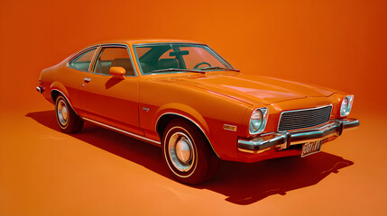 Obraz premium Retro Orange American Coupe on Glossy Studio Set