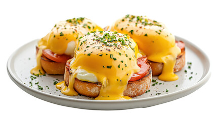 Eggs Benedict Brunch Gourmet Dish Plate isolated on a Transparent Background