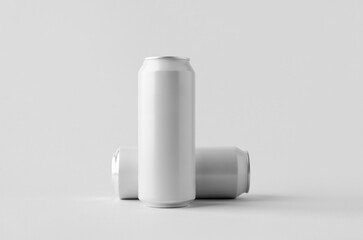 White large tall beer or soda aluminum can mockup.