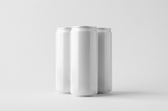 Slim soda energy drink beverage can mockup on a gray background