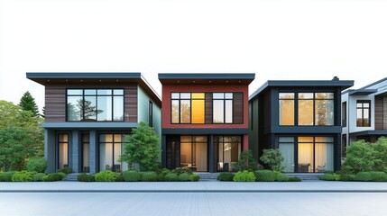 Obraz premium Modern residential building design with multiple balconies and large windows