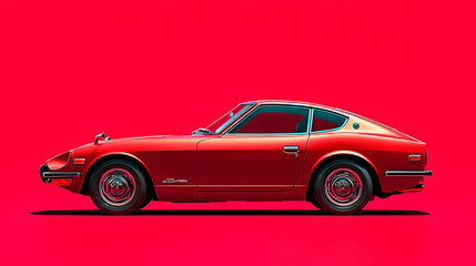Naklejka premium Iconic 70s Sports Car on Solid Color