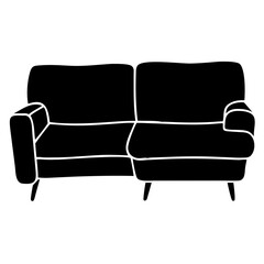 Minimal Sofa Outline Illustration on White