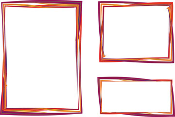colorful abstract hand drawn rectangular line art frames set
