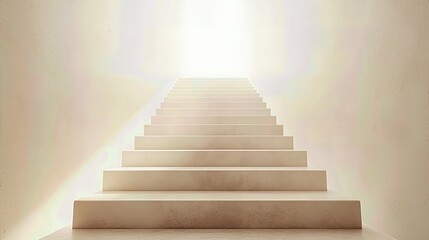 bright stairway symbolizes upward movement and achieving goals. Hope and aspiration are conveyed through the image.