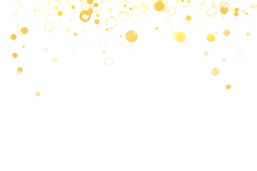 A White background with white and yellow circles and squares scattered across the top edge area on transparent background