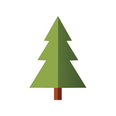 Simple Geometric Evergreen Tree Illustration on White Background  for Christmas or Winter Designs