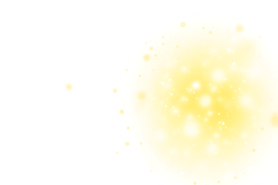 A bright yellow orb with smaller glowing spots against a stark White background creating contrast effect on transparent background