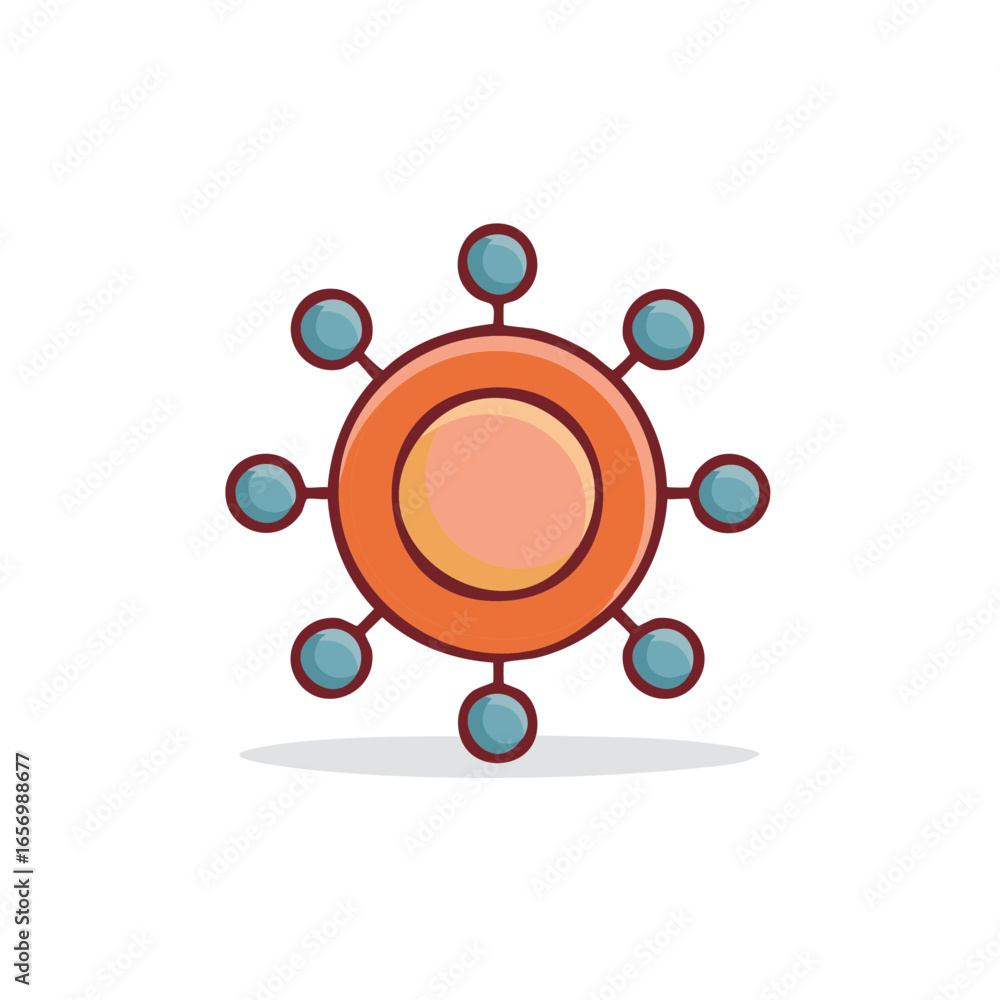 Aufkleber stylized round icon with connected spheres, network design element with circle and nodes