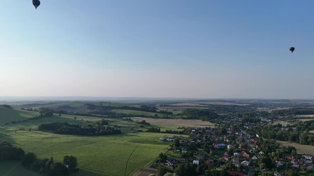 Aerial drone view of Hukvaldy Castle and surrounding nature, Czech Republic