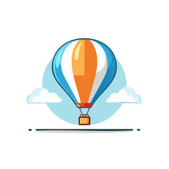 Fototapeta premium Hot Air Balloon Illustration Ascending in Cloudy Sky, Cartoon Style