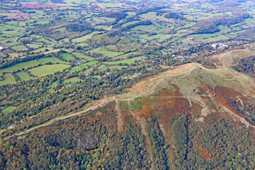 Aerial view of the Malvern Hills, England	