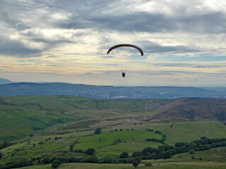 Paraglider above Fochriw in the Welsh Valleys	