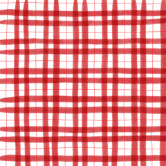 Red Plaid Gingham Check Hand Drawn Background Pattern Overlay