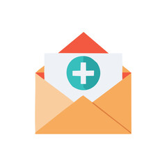 Fototapeta premium Medical News Alert Email Message with Health Plus Symbol Inside an Envelope