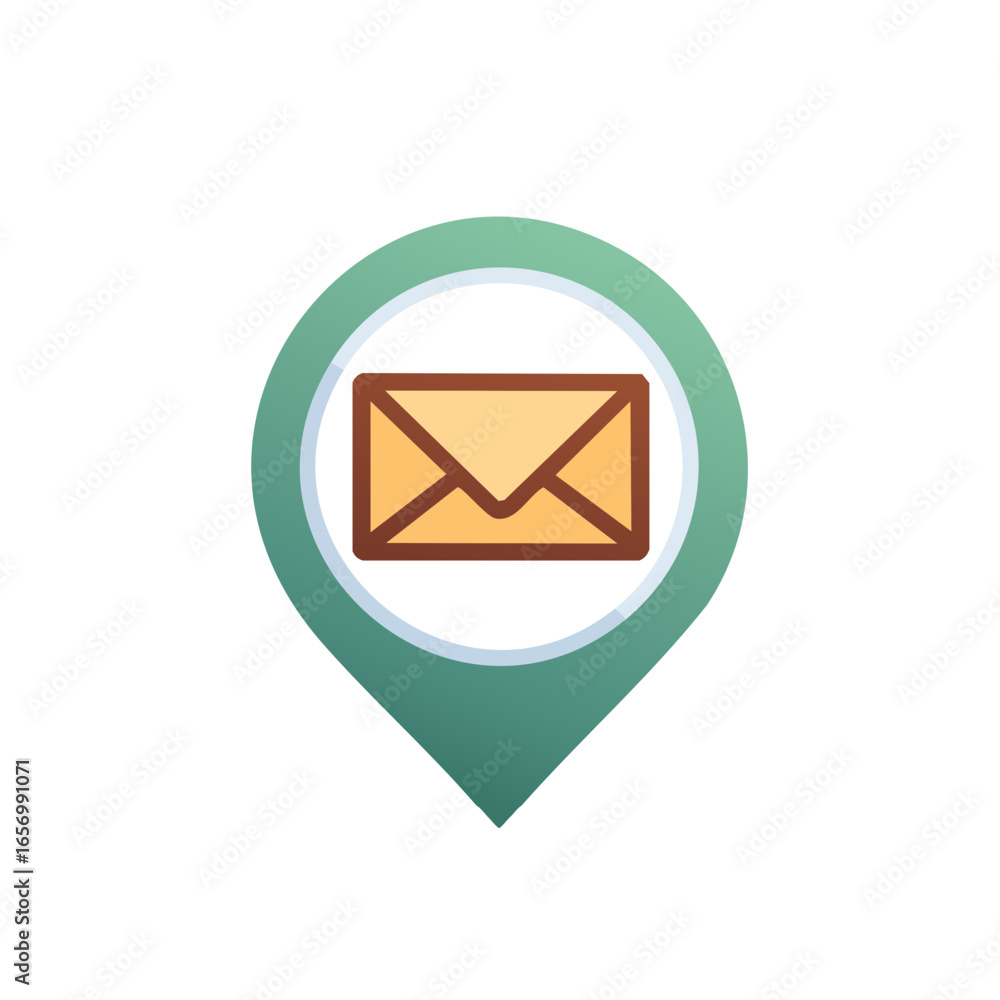 Poster message on a map pin location and email delivery concept with pointer flat design for contact