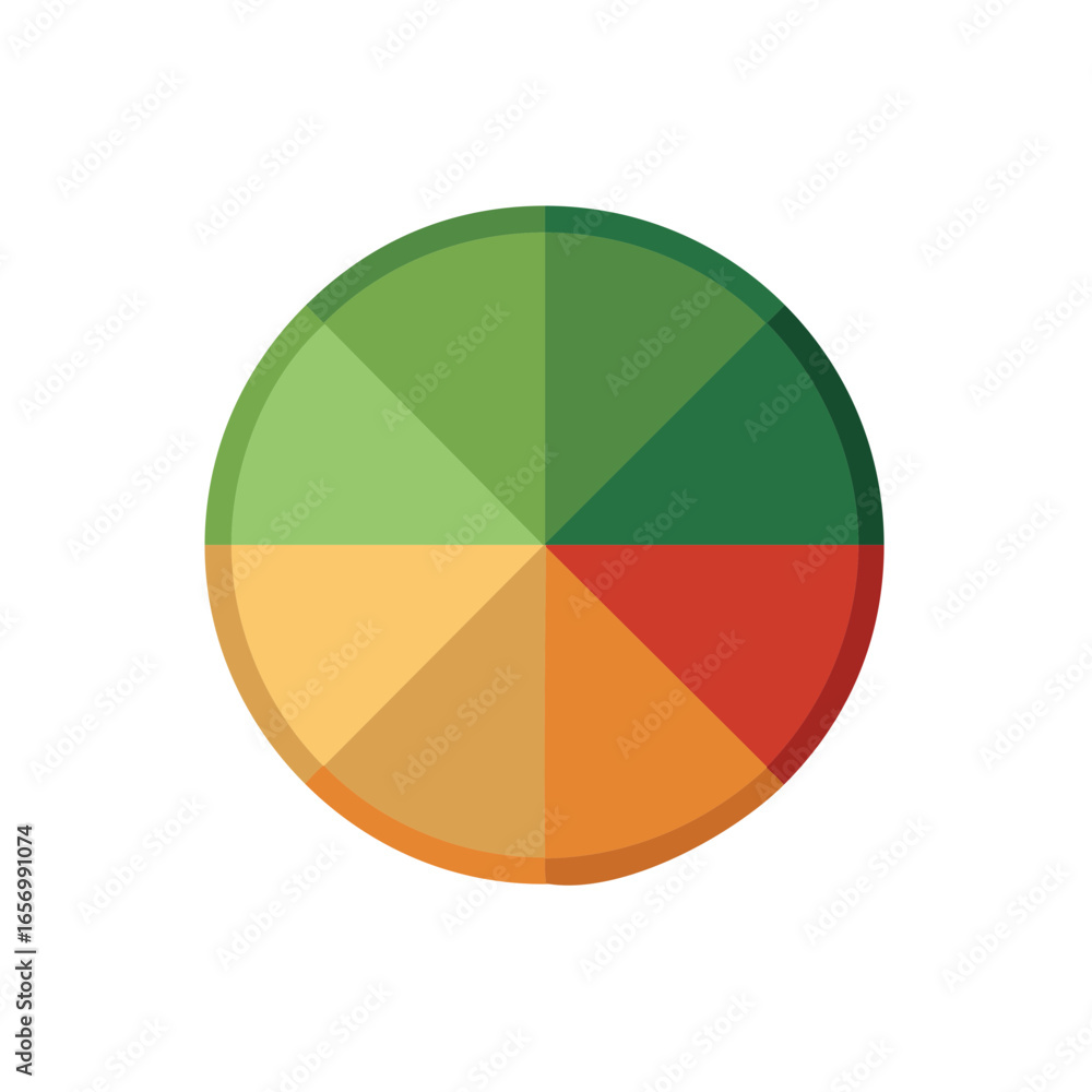 Poster circular segmented chart showing colorful data distribution with triangular sections, infographic gr