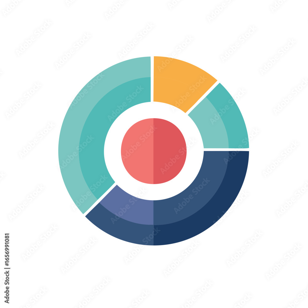 Poster ring chart graphic illustration showing segmented data analysis and pie chart comparisons