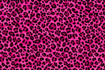 Seamless leopard skin pattern in pink and black for textile design