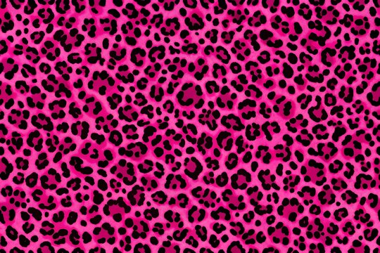 Seamless leopard skin pattern in pink and black for textile design