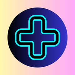 Fototapeta premium Glowing neon plus sign inside a dark circle