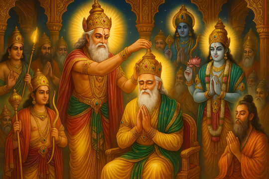 Brahma and Seven Rishis The Creator God Imparts Knowledge to the Sages