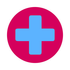 Obraz premium Bright blue plus sign inside a vibrant pink circle