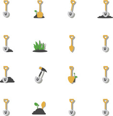 set of icons for web design garden items