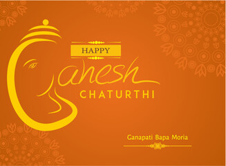 Happy Ganesh Chaturthi Typography Logo | Indian Festival Vector Calligraphy Design 