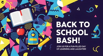 Colorful Back to School Celebration with Education Elements