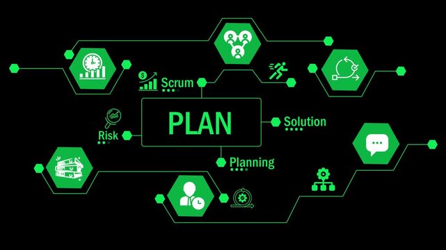 project management methodology concept with team collaboration, sprint planning, task management, and iterative development process for successful product delivery and digital transformation.
