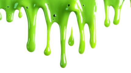 Green Slime Dripping isolated on a Transparent Background