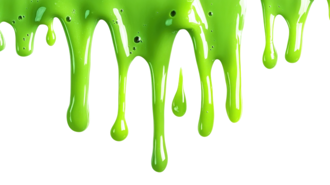 Green Slime Dripping isolated on a Transparent Background