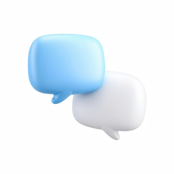 Blue and white cartoon speech bubbles isolated on white background