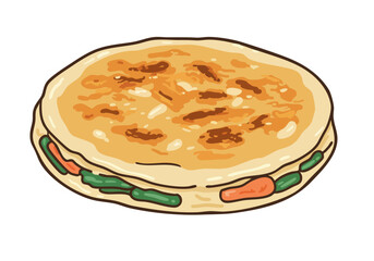 A festive quesadilla icon, showcasing layered ingredients and a cheerful design. Perfect for food-related illustrations and branding.
